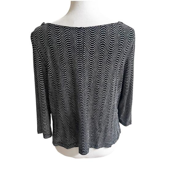 John Robert’s Wavy Design Sparky Party Top Vintage Size 18W Petite Black Silver - Picture 3 of 12